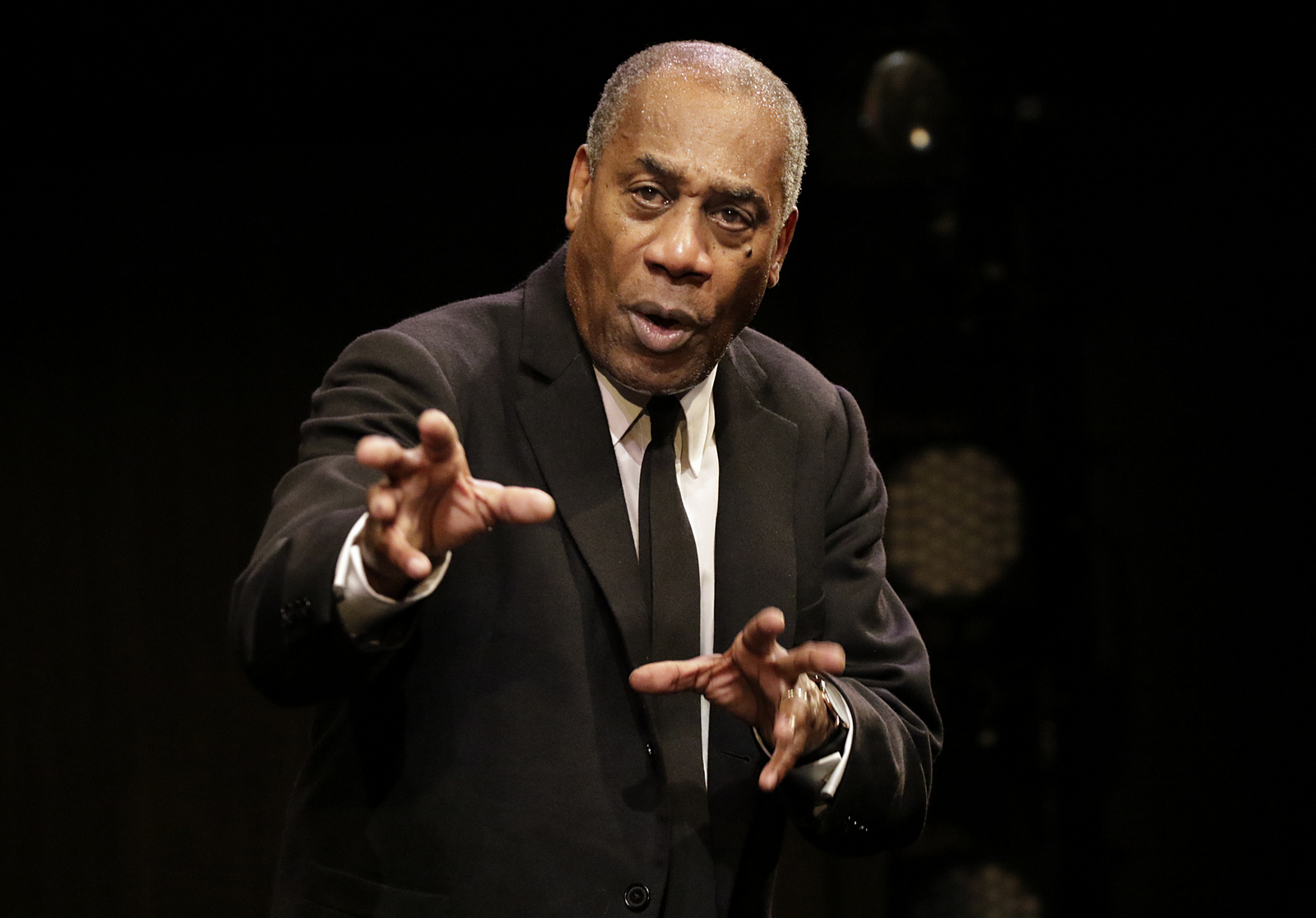 Turn Me Loose at the Wallis Annenberg Center for the Performing Arts. Pictured: Joe Morton as Dick Gregory. Photo credit: Lawrence K. Ho.